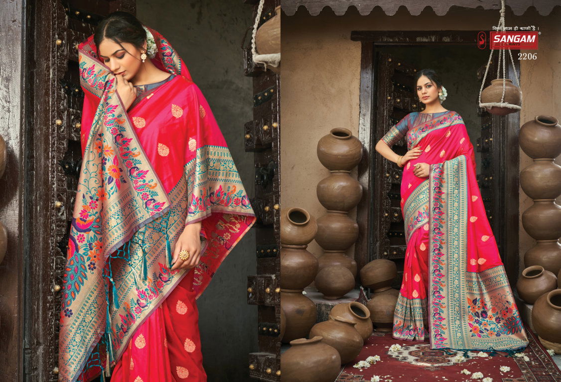 Sangam Shwetambari Silk Paithani Fancy New Exclusive Wear Fancy Saree Collection